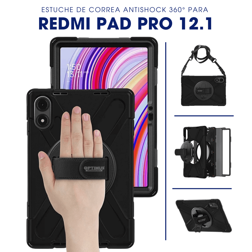 ESTUCHE ANTISCHOCK ESTILO # 4 CON CORREA XIAOMI REDMIPAD PRO 12.1" (NEGRO)