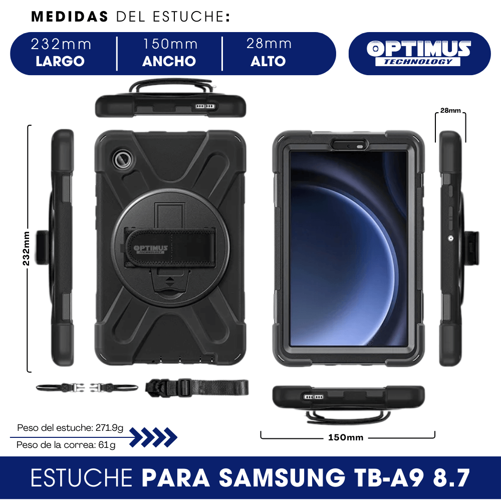 ESTUCHE ANTISCHOCK CORREA ESTILO #5 - SAMSUNG A9 8.7" PULG (NEGRO)