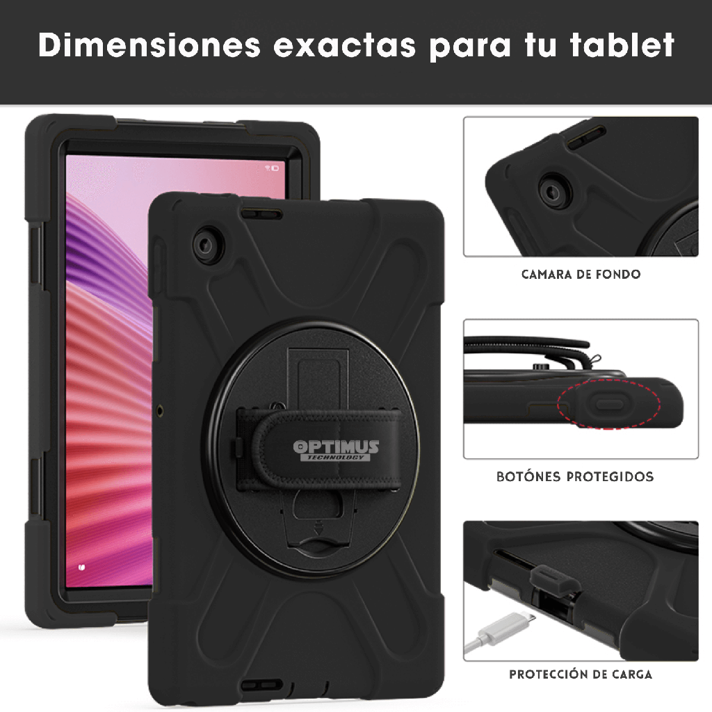 ESTUCHE FORRO PROTECTOR CON CORREA Y SOPORTE DE 360° PARA LENOVO TAB  10.1" PULGADAS TB-311FU 2025