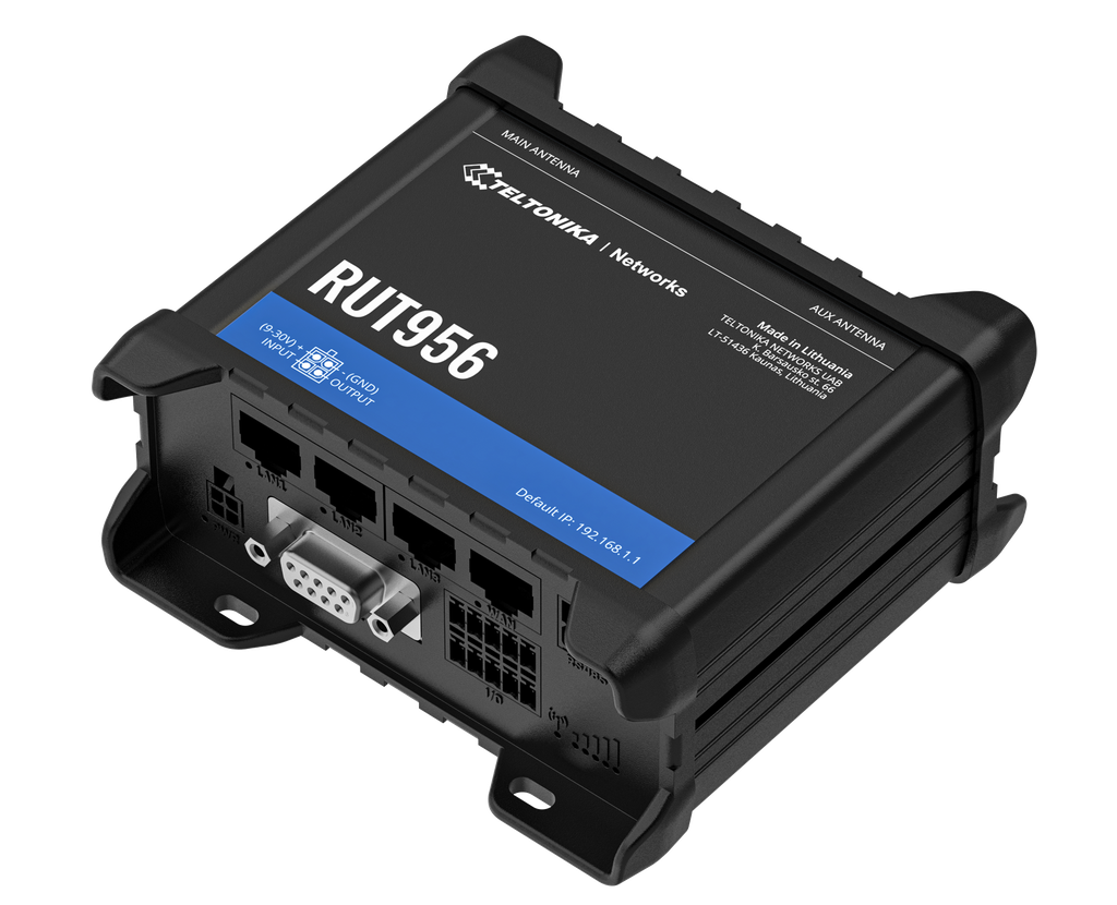 Rourter 4G LTE Dual Simcard Teltonika RUT956 Profesional con 4 Puertos Ethernet (Full Bandas LATAM: B1/B2/B3/B4/B5/B7/B8/B28)