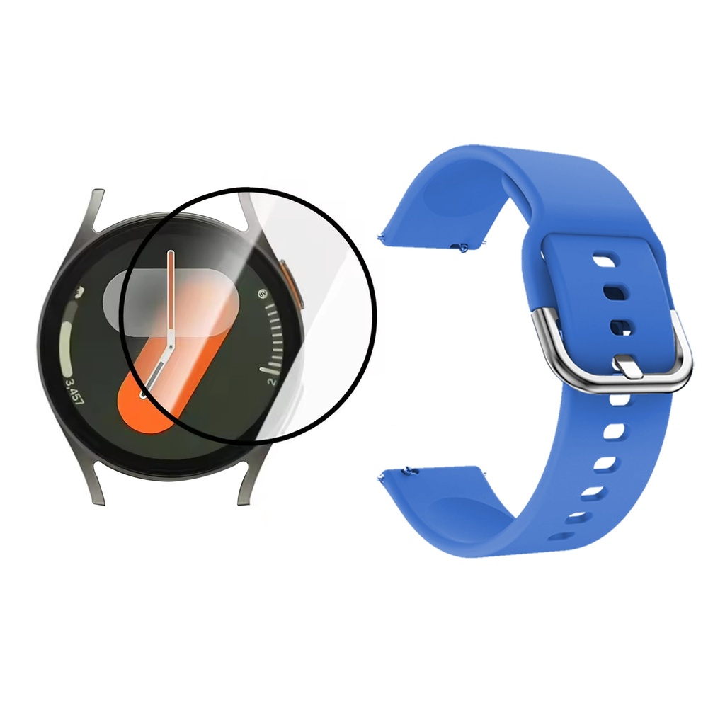 COMBO CORREA DE GOMA HEBILLA DE METAL CON VIDRIO NANOGLASS PARA SAMSUNG GALAXY WATCH 7 40MM