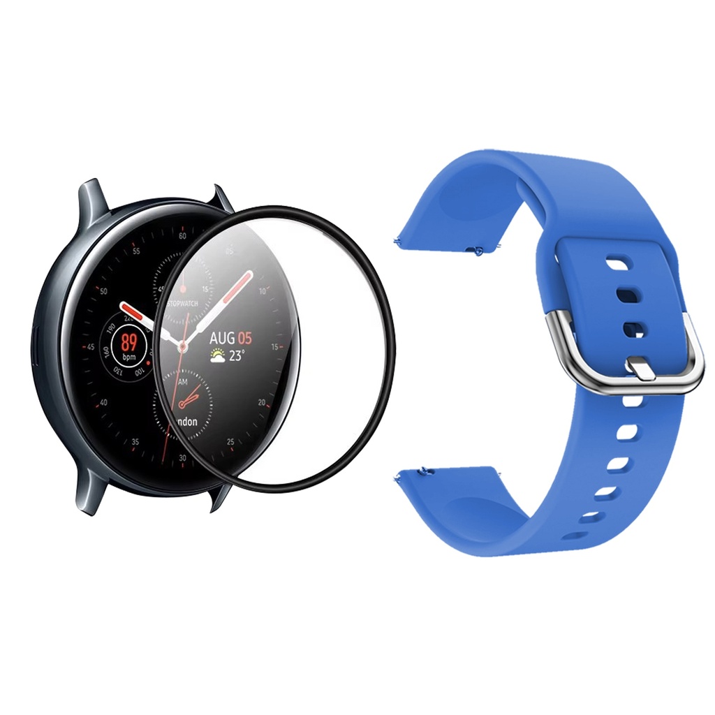 COMBO CORREA PULSO DE GOMA + VIDRIO TEMPLADO NANOGLASS PARA SAMSUNG GALAXY WATCH FE 40MM