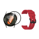 COMBO PULSO DE SILICONA BROCHE DE METAL NEGRO + VIDRIO TEMPLADO NANOGLASS PARA SAMSUNG GALAXY WATCH7 44MM